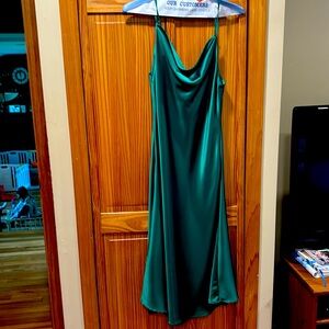 Green silk formal dress